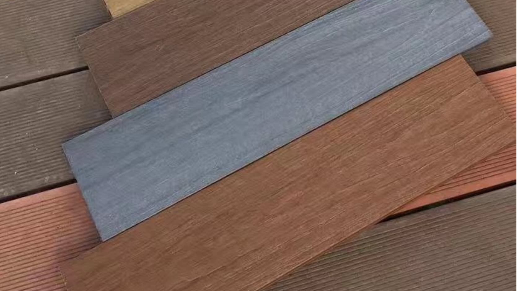 Necowood 3D embossed ASA co-extruded WPC decking installed on a coastal hotel terrace